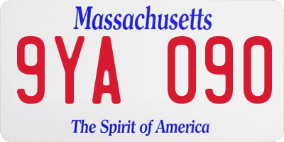 MA license plate 9YA090