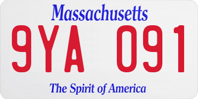 MA license plate 9YA091