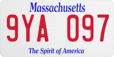 MA license plate 9YA097