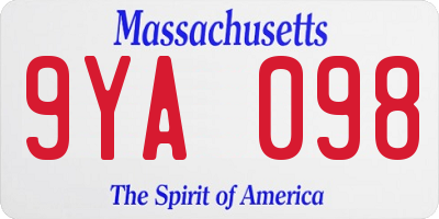 MA license plate 9YA098