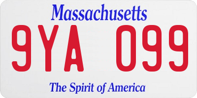 MA license plate 9YA099