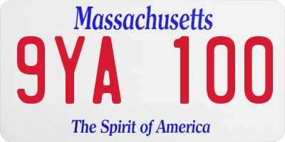 MA license plate 9YA100