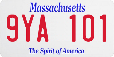 MA license plate 9YA101