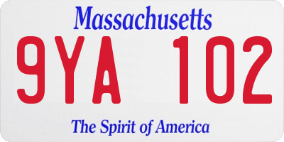 MA license plate 9YA102