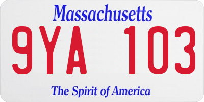 MA license plate 9YA103