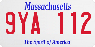 MA license plate 9YA112