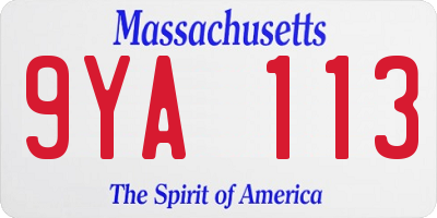 MA license plate 9YA113