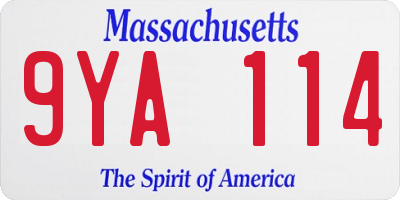 MA license plate 9YA114