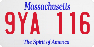 MA license plate 9YA116