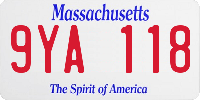 MA license plate 9YA118
