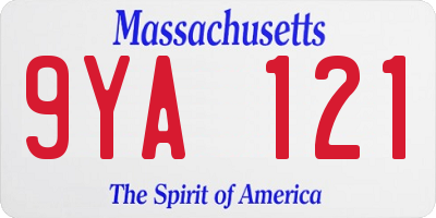 MA license plate 9YA121