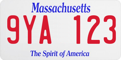 MA license plate 9YA123