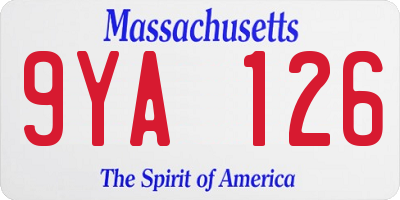 MA license plate 9YA126