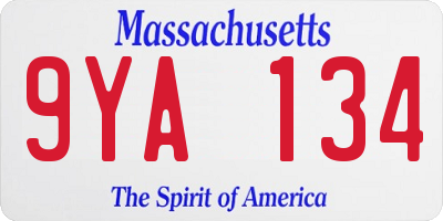 MA license plate 9YA134