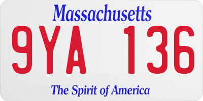 MA license plate 9YA136