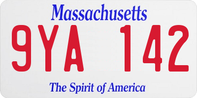 MA license plate 9YA142
