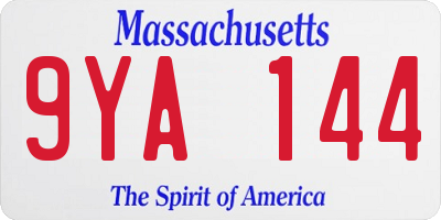 MA license plate 9YA144