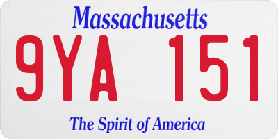 MA license plate 9YA151