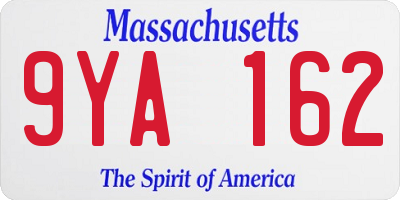 MA license plate 9YA162