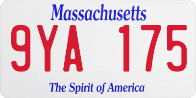 MA license plate 9YA175