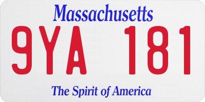 MA license plate 9YA181