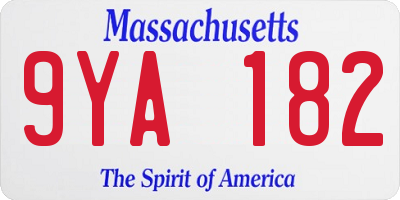 MA license plate 9YA182