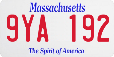 MA license plate 9YA192