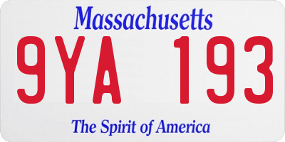 MA license plate 9YA193