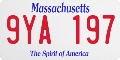MA license plate 9YA197