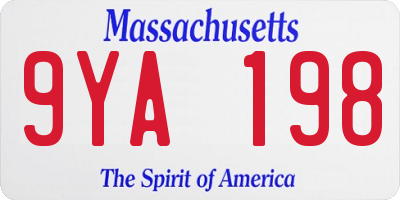 MA license plate 9YA198