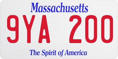 MA license plate 9YA200