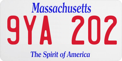 MA license plate 9YA202