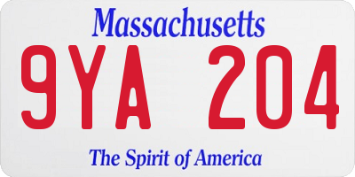 MA license plate 9YA204