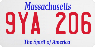 MA license plate 9YA206