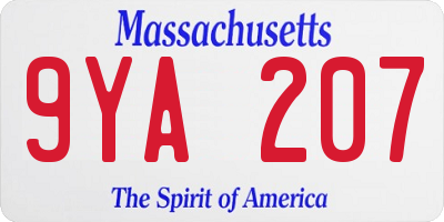 MA license plate 9YA207