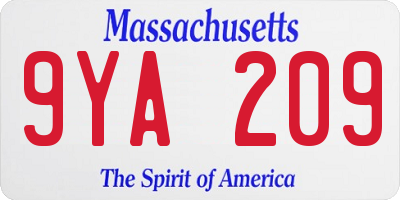 MA license plate 9YA209