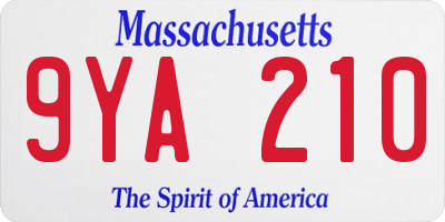 MA license plate 9YA210