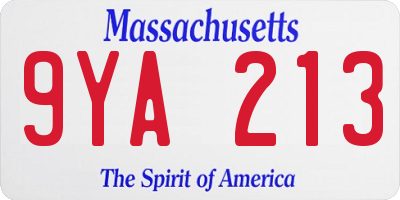 MA license plate 9YA213