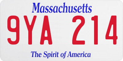 MA license plate 9YA214