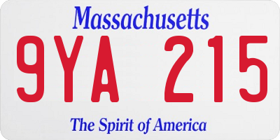MA license plate 9YA215