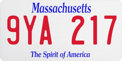MA license plate 9YA217