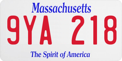 MA license plate 9YA218