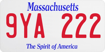 MA license plate 9YA222