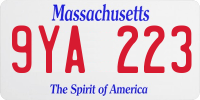 MA license plate 9YA223