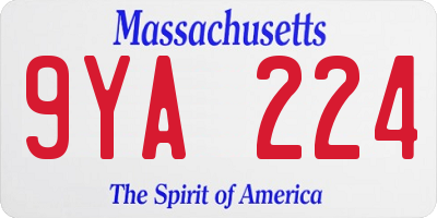 MA license plate 9YA224