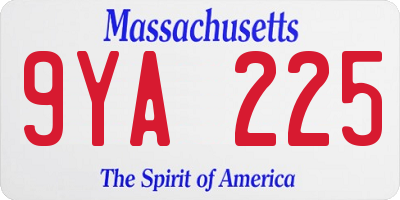 MA license plate 9YA225