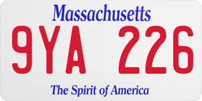 MA license plate 9YA226