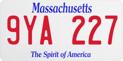 MA license plate 9YA227