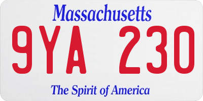 MA license plate 9YA230
