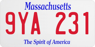 MA license plate 9YA231